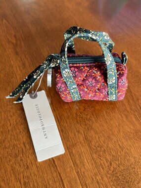 Vera Bradley red and green floral duffle bag charm NWT